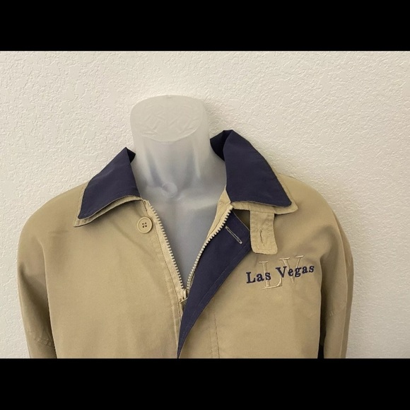 Roochi Sports USA Beige Lightweight Jacket Sz XL Embroidered Las Vegas Logo​​​ - Picture 2 of 9